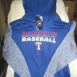 NEW Fanatics Majestic Texas Rangers Pregame Hooded L/S Performance T-Shirt 2XL